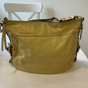 Coach Zoe Hobo - Yellow - zip top with silver hardware